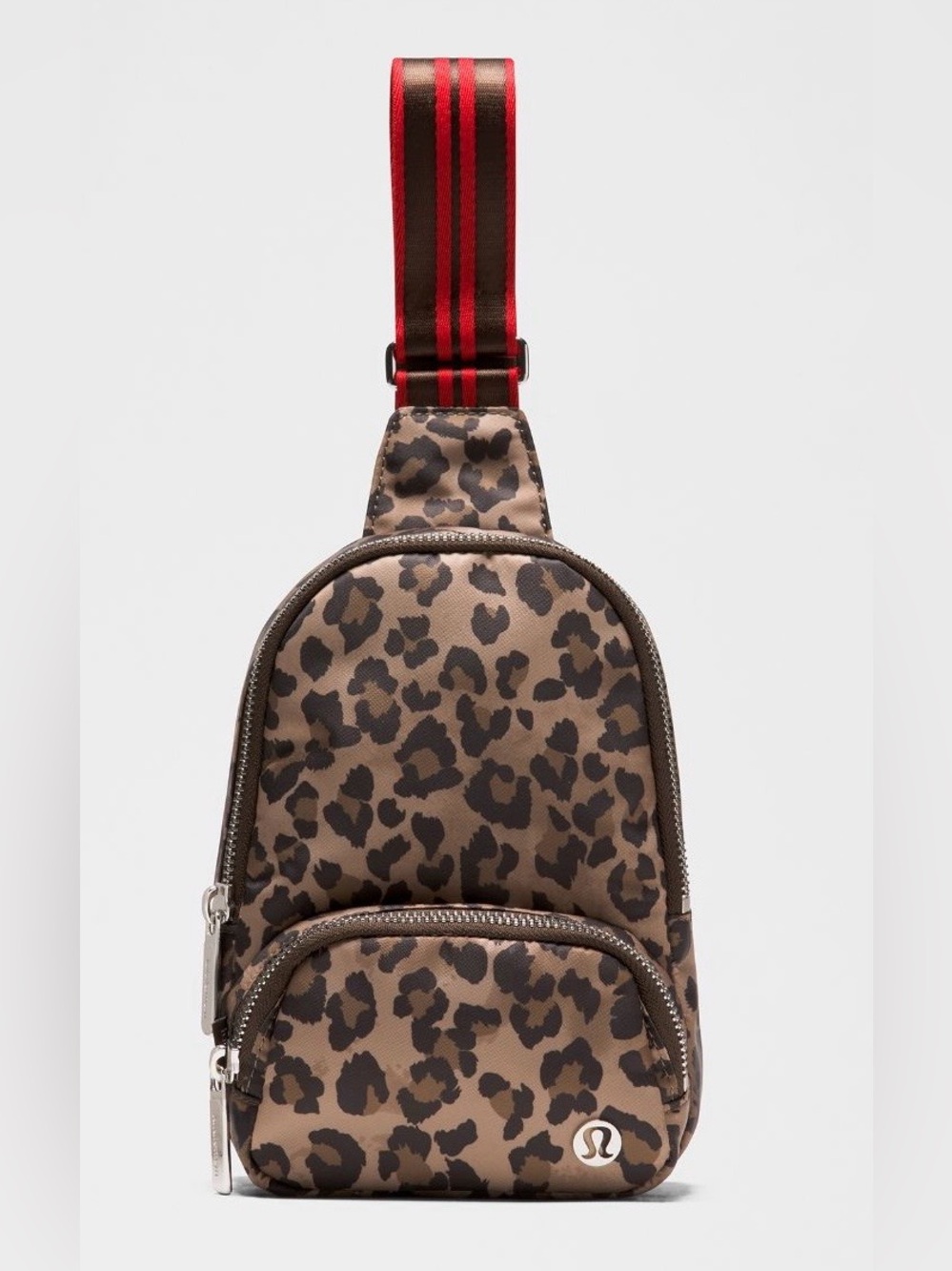 Lululemon NWT Everywhere Small Sling Bag Leopard Print Red-Striped Strap